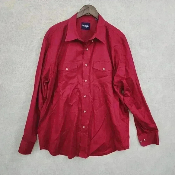 Wrangler Men's Button down Shirt XL Deep red 9095P - Picture 1 of 8